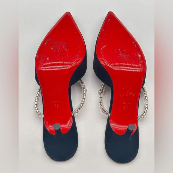 Christian Louboutin Planet Queen 70 Velvet Crystal Embellished Mules 70mm EU 39 - Picture 6 of 14